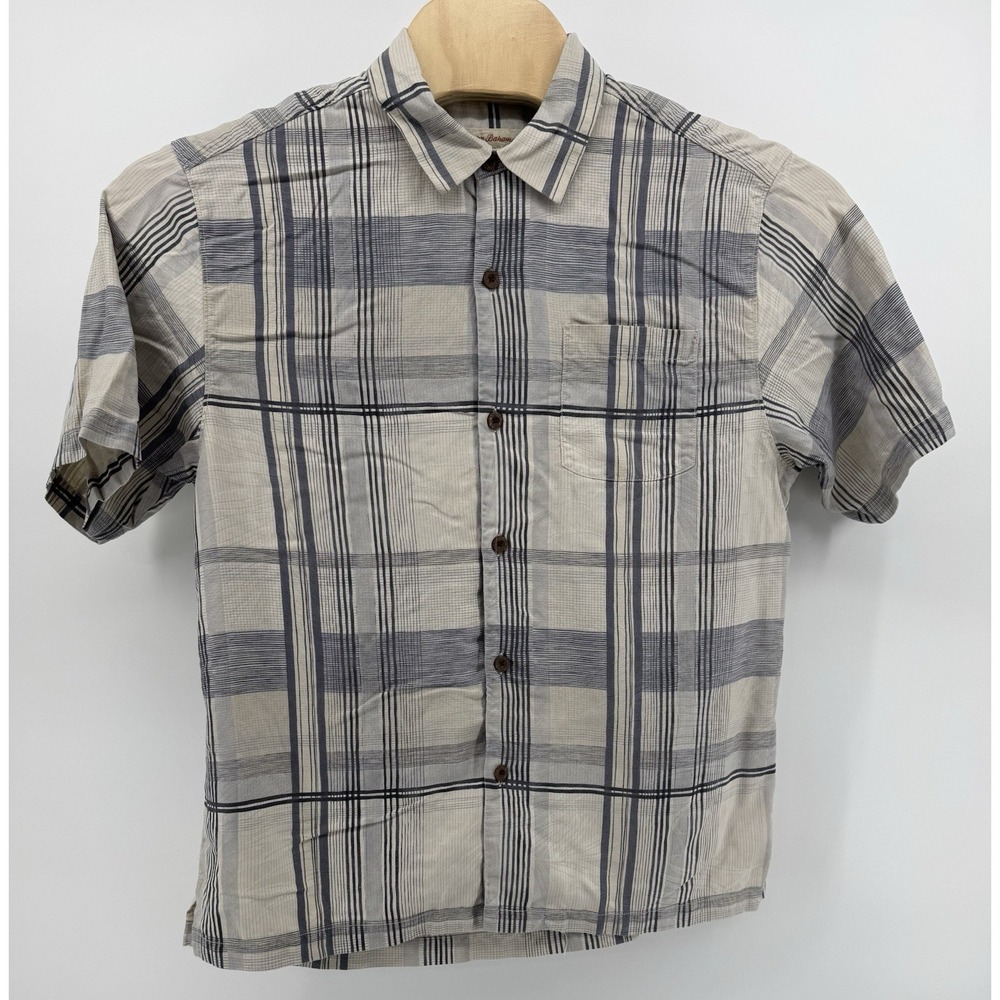 Tommy Bahama Hawaiian Shirt Men's Size L 100% Silk Plaid Floral Tropical Aloha